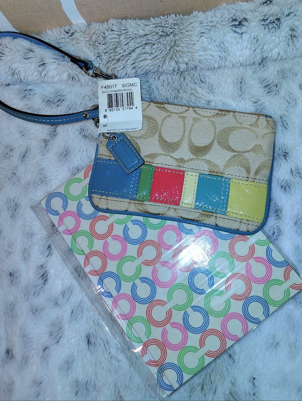Coach Multicolor Signature Wristlet - Neutral, Blue, Red, Green, Yellow